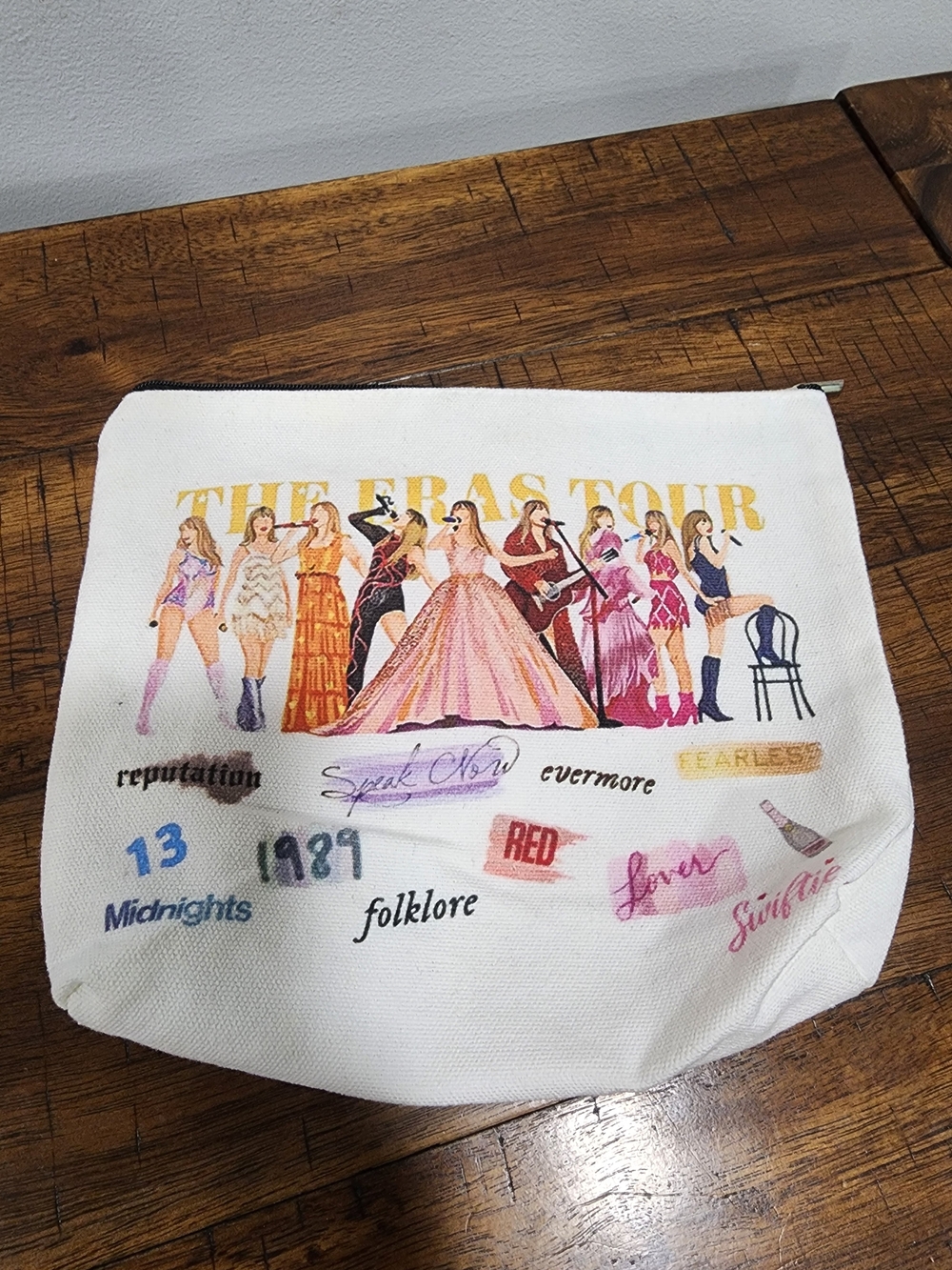 Taylor Swift The Eras Tour Makeup Bag Names of Songs Canvas 9" x 7"